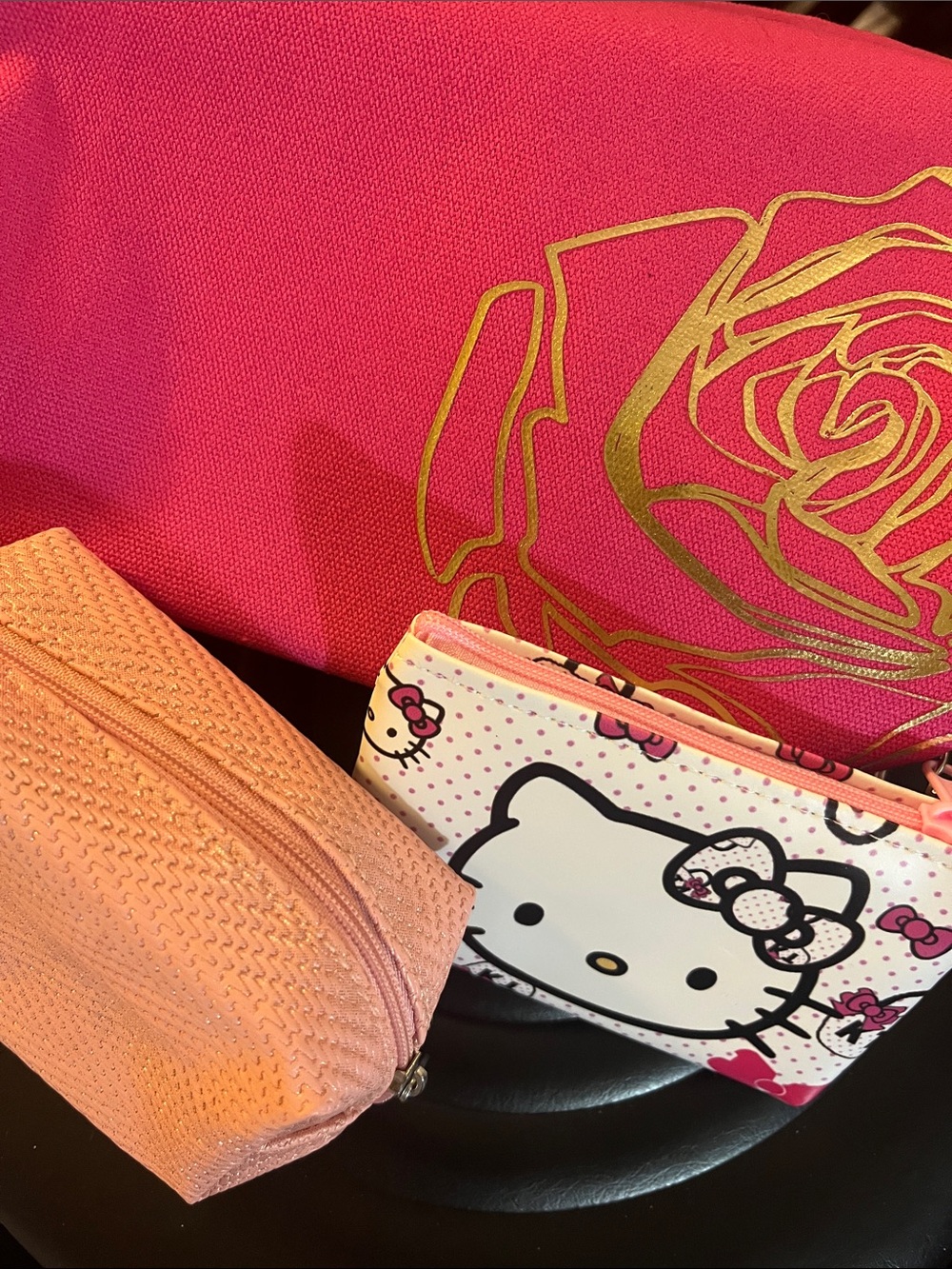 Hello Kitty Pink and Light Pink Kids Cosmetic Bag Duo Lancôme Rose Bag 51
